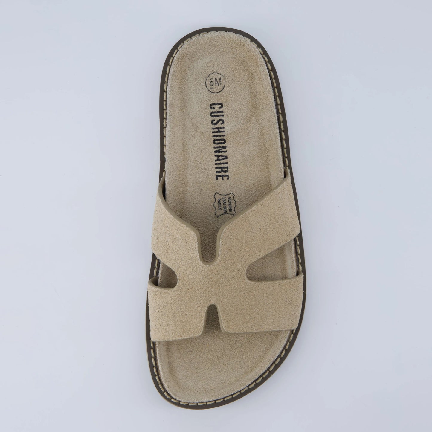 Cushionaire Women'S Wisdom Leather Slide Sandals - Genuine Leather Shoes for Women with Cutout Upper and Contoured Cork Footbed for Memory Foam Padded Comfort