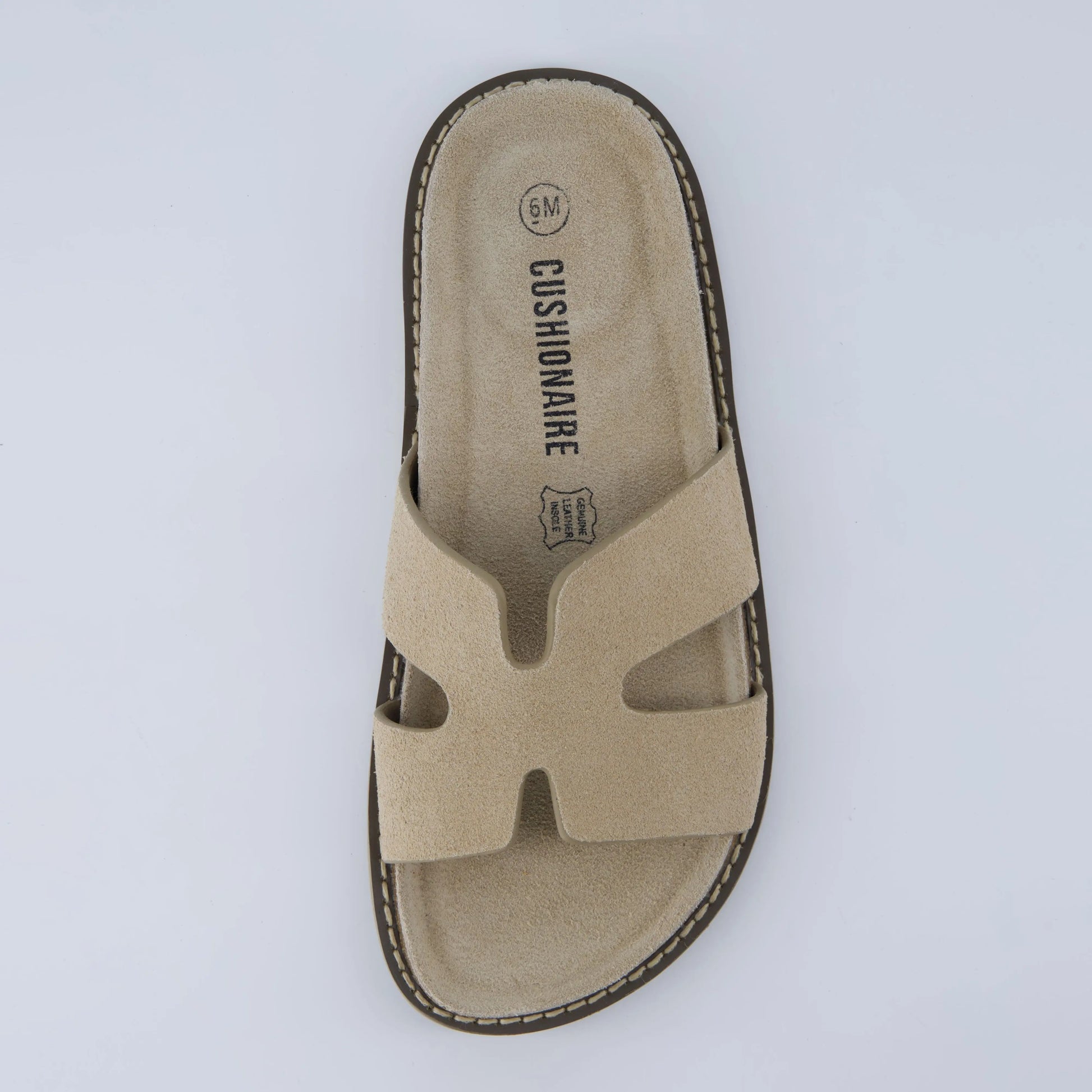 Cushionaire Women'S Wisdom Leather Slide Sandals - Genuine Leather Shoes for Women with Cutout Upper and Contoured Cork Footbed for Memory Foam Padded Comfort