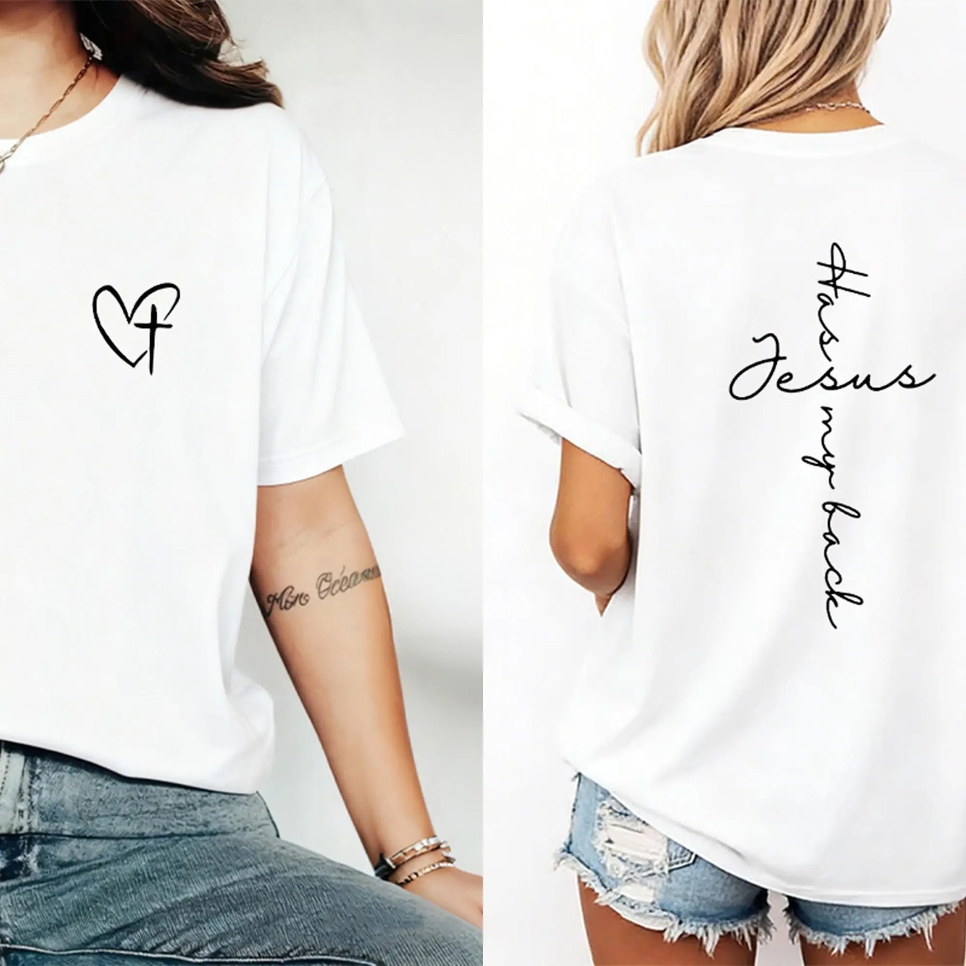Jesus Has My Back Graphic T-Shirt - Casual Christian Apparel for Birthdays and Everyday Wear, Perfect Gift for Teens and Faith Enthusiasts