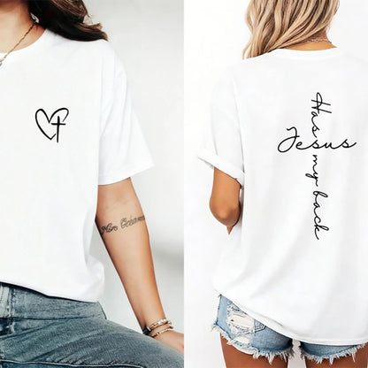 Jesus Has My Back Graphic T-Shirt - Casual Christian Apparel for Birthdays and Everyday Wear, Perfect Gift for Teens and Faith Enthusiasts