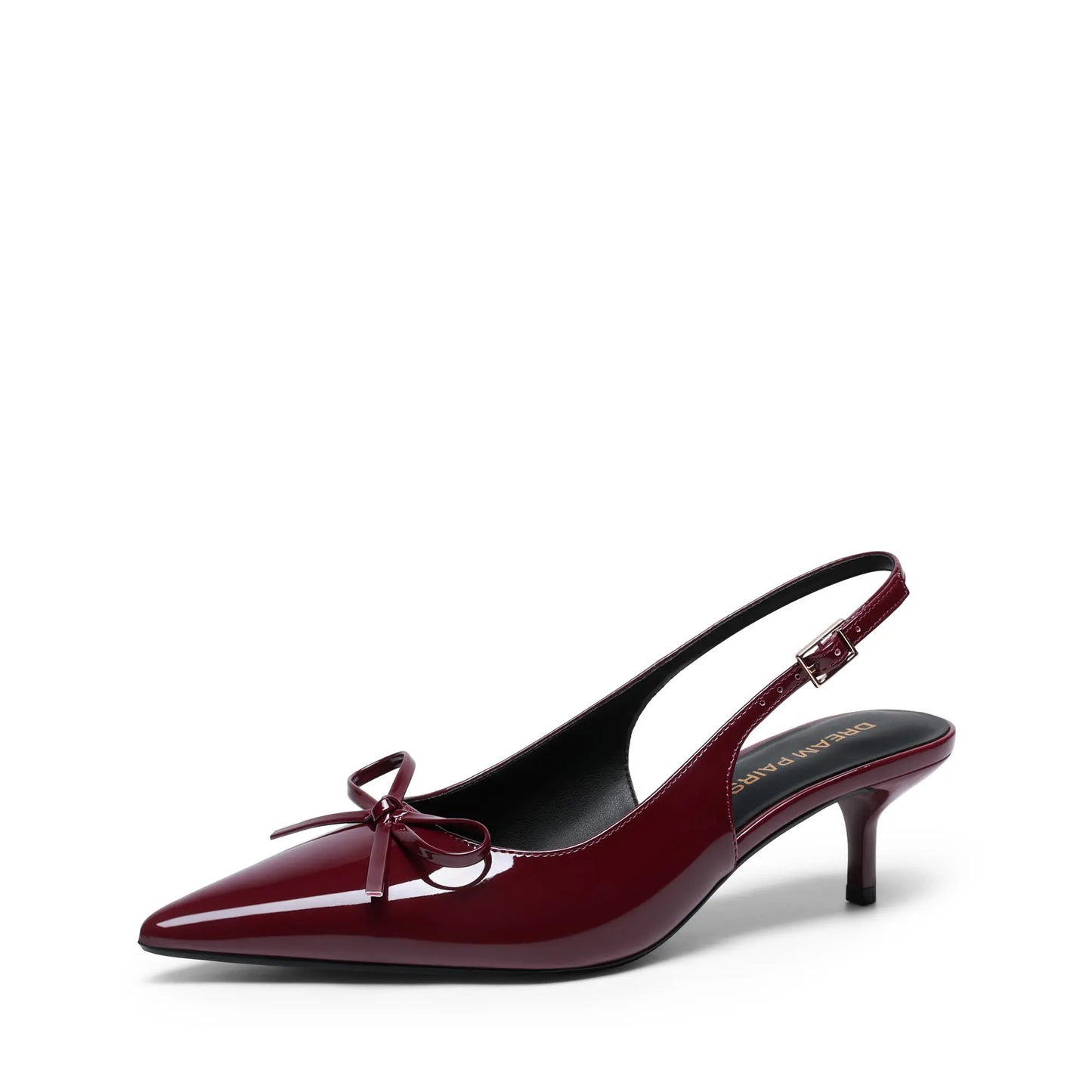 DREAM PAIRS Women's 2.17" Kitten Heel Pointed Toe Slingback Pumps with Bow Tie Detail - Classic Black Dress Shoes for Spring and Summer Events