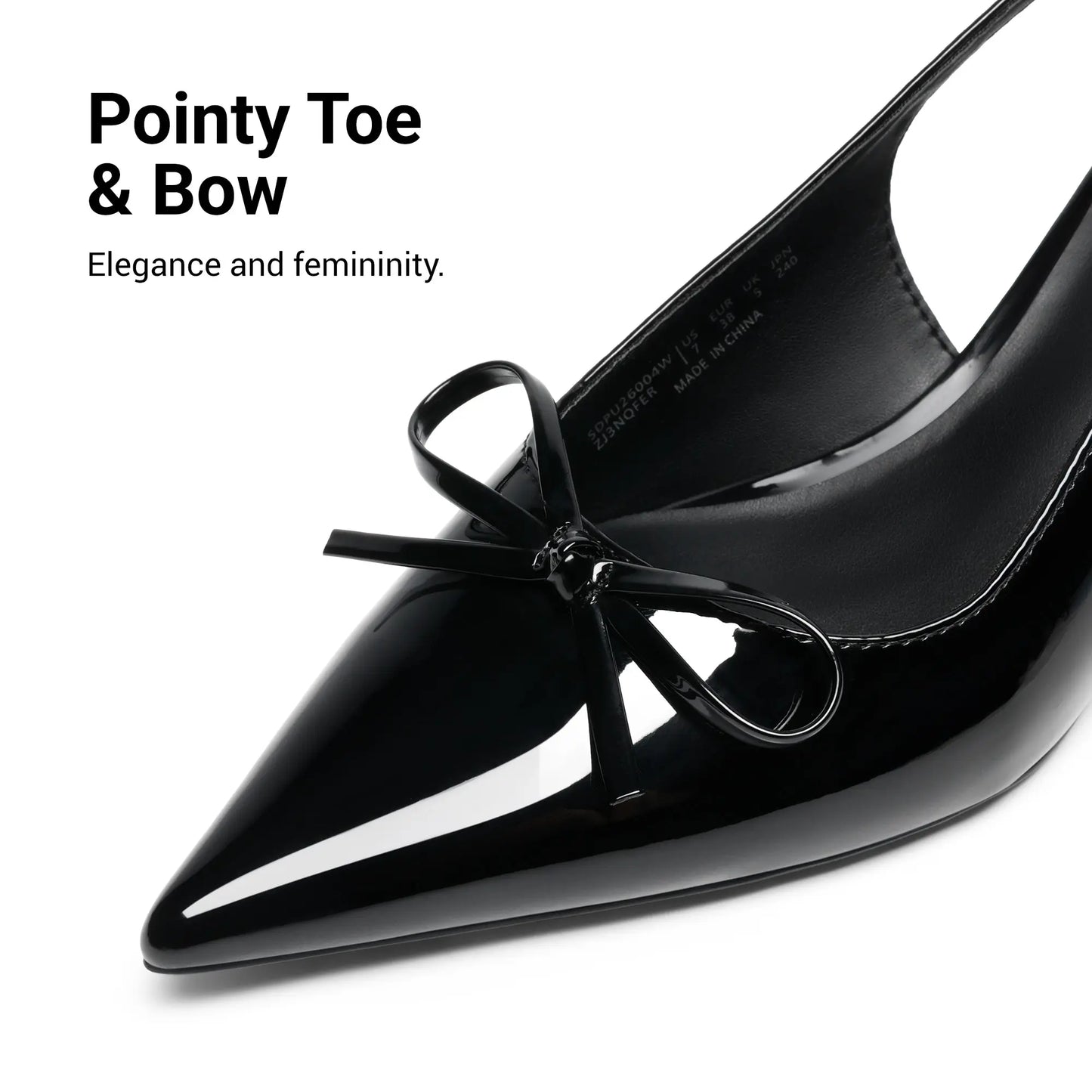 DREAM PAIRS Women's 2.17" Kitten Heel Pointed Toe Slingback Pumps with Bow Tie Detail - Classic Black Dress Shoes for Spring and Summer Events