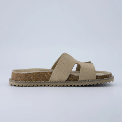 Cushionaire Women'S Wisdom Leather Slide Sandals - Genuine Leather Shoes for Women with Cutout Upper and Contoured Cork Footbed for Memory Foam Padded Comfort