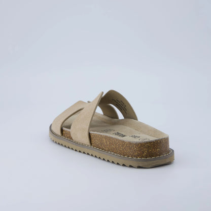 Cushionaire Women'S Wisdom Leather Slide Sandals - Genuine Leather Shoes for Women with Cutout Upper and Contoured Cork Footbed for Memory Foam Padded Comfort