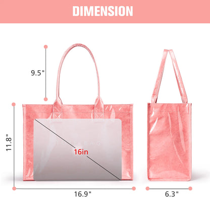 KALIDI Women's PVC Tote - Large Oversized Weekender Shopper Handbag for Travel