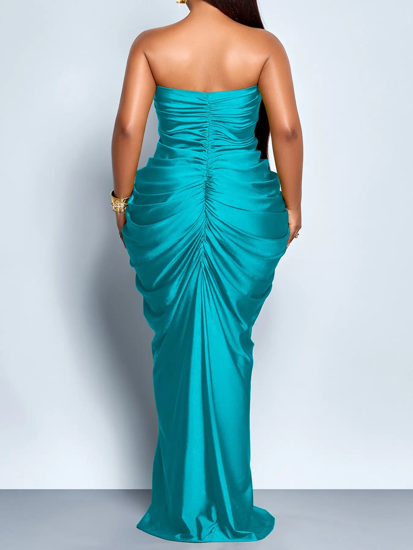 Elegant Summer Solid Color Maxi Dress for Women, Plus Size Backless Strapless High Waist Bodycon Long Dress, Fashionable Ladies Apparel