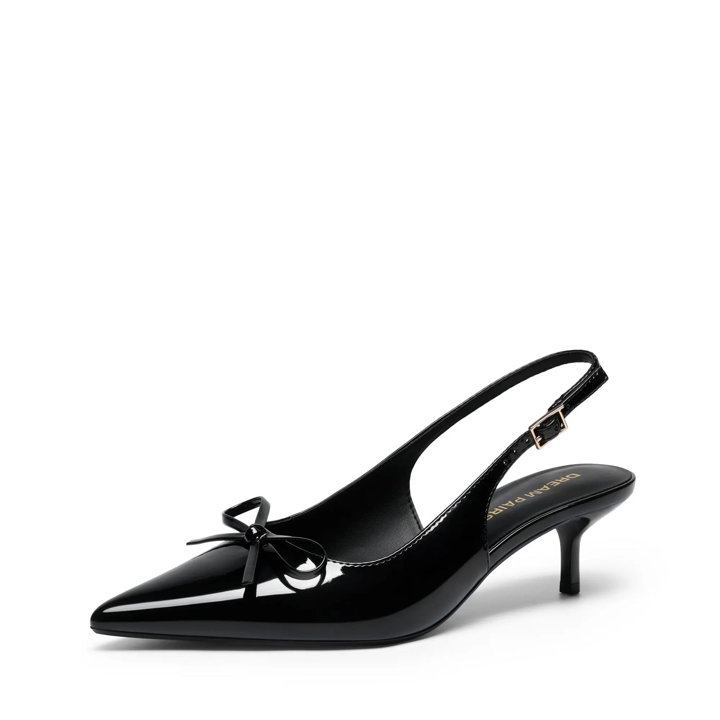 DREAM PAIRS Women's 2.17" Kitten Heel Pointed Toe Slingback Pumps with Bow Tie Detail - Classic Black Dress Shoes for Spring and Summer Events