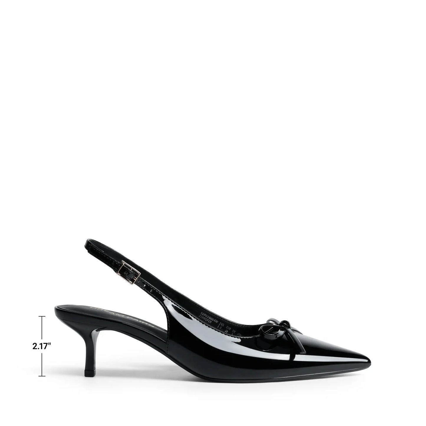 DREAM PAIRS Women's 2.17" Kitten Heel Pointed Toe Slingback Pumps with Bow Tie Detail - Classic Black Dress Shoes for Spring and Summer Events