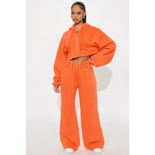 Fleece Pant Set for On-the-Go Lifestyle - Orange