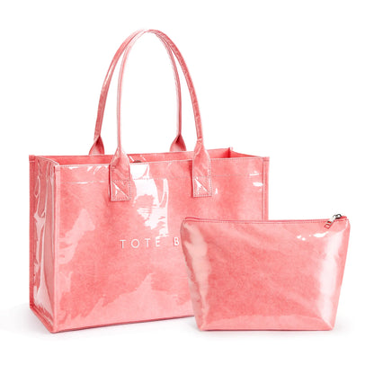 KALIDI Women's PVC Tote - Large Oversized Weekender Shopper Handbag for Travel