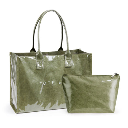KALIDI Women's PVC Tote - Large Oversized Weekender Shopper Handbag for Travel
