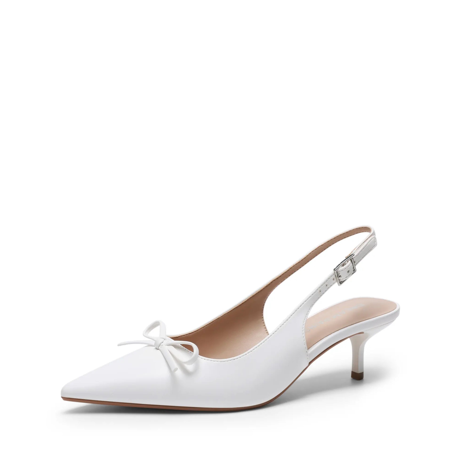 DREAM PAIRS Women's 2.17" Kitten Heel Pointed Toe Slingback Pumps with Bow Tie Detail - Classic Black Dress Shoes for Spring and Summer Events