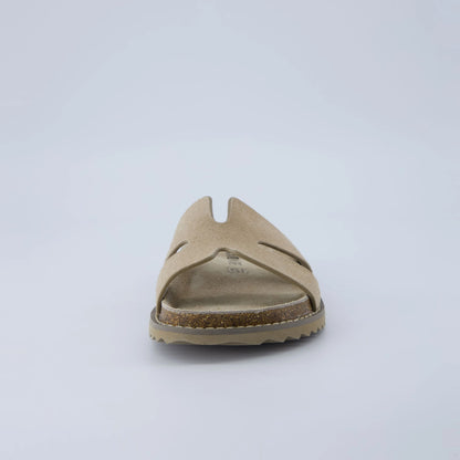 Cushionaire Women'S Wisdom Leather Slide Sandals - Genuine Leather Shoes for Women with Cutout Upper and Contoured Cork Footbed for Memory Foam Padded Comfort