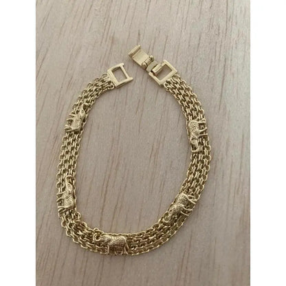 Elephant Charm Sports Wristband Bracelet - Unisex, Gold Plated, Ideal Gift for Birthdays and Christmas, Everyday Accessory