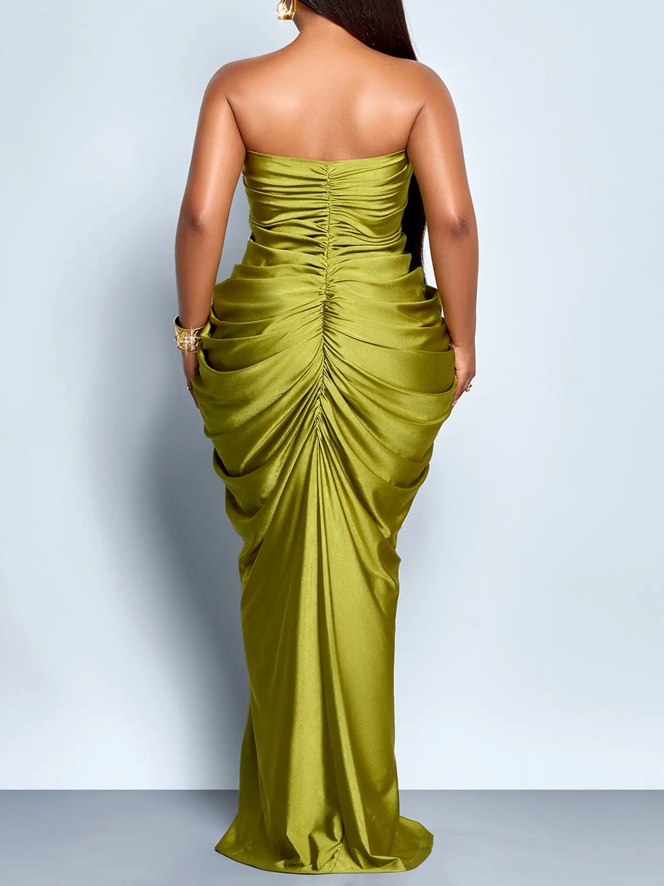 Elegant Summer Solid Color Maxi Dress for Women, Plus Size Backless Strapless High Waist Bodycon Long Dress, Fashionable Ladies Apparel