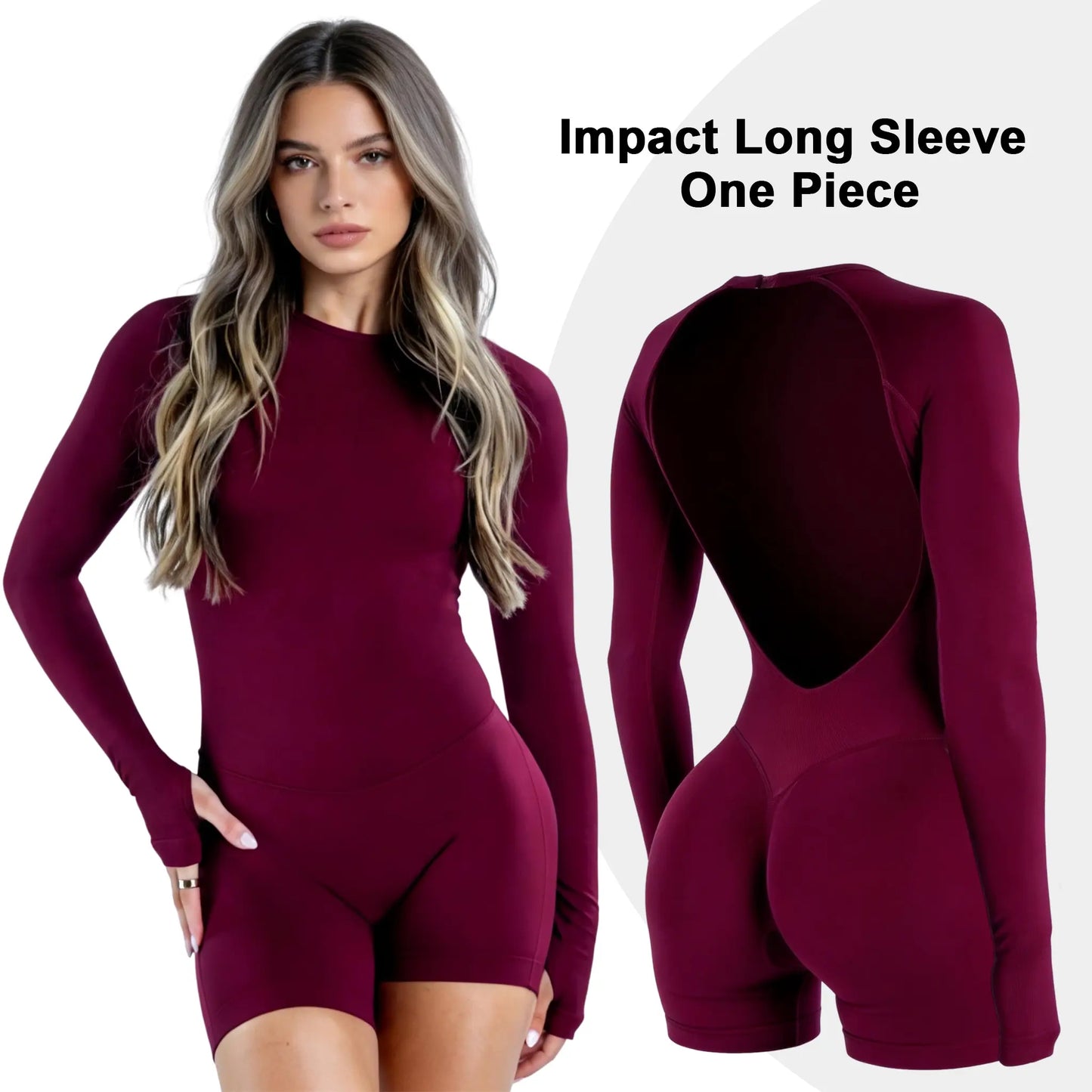GYMER Impact Long Sleeve One-Piece Jumpsuit for Fitness and Activewear