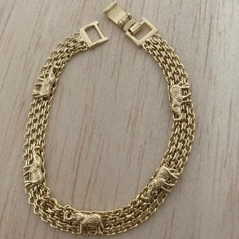 Elephant Charm Sports Wristband Bracelet - Unisex, Gold Plated, Ideal Gift for Birthdays and Christmas, Everyday Accessory